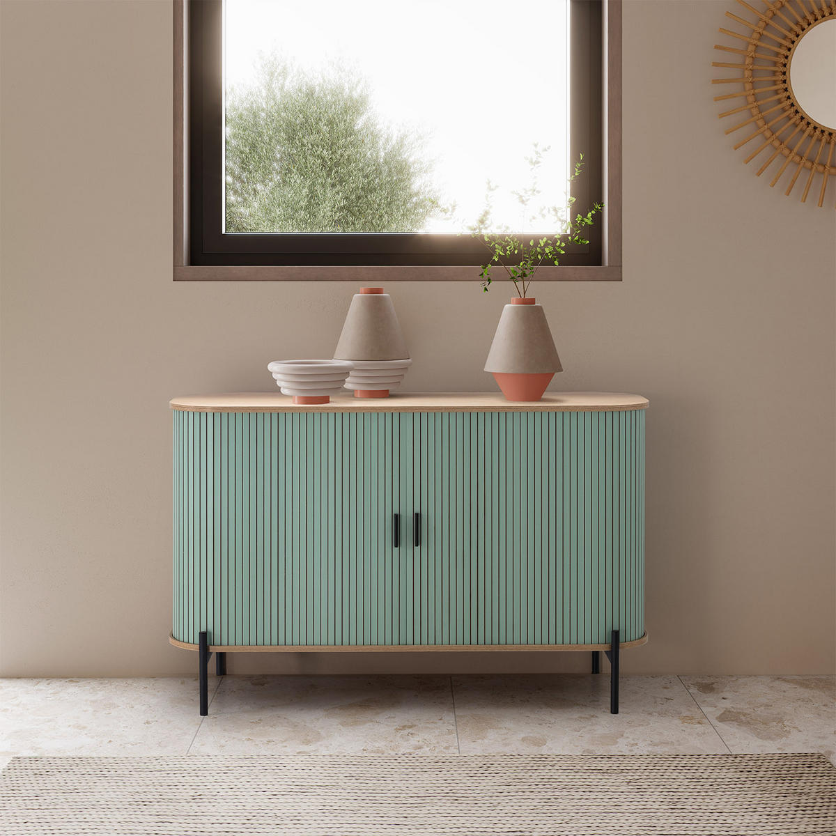 SIDEBOARD Mónaco 2 türen blaue Farbe - Blau, Holzwerkstoff (120/75/40cm)
