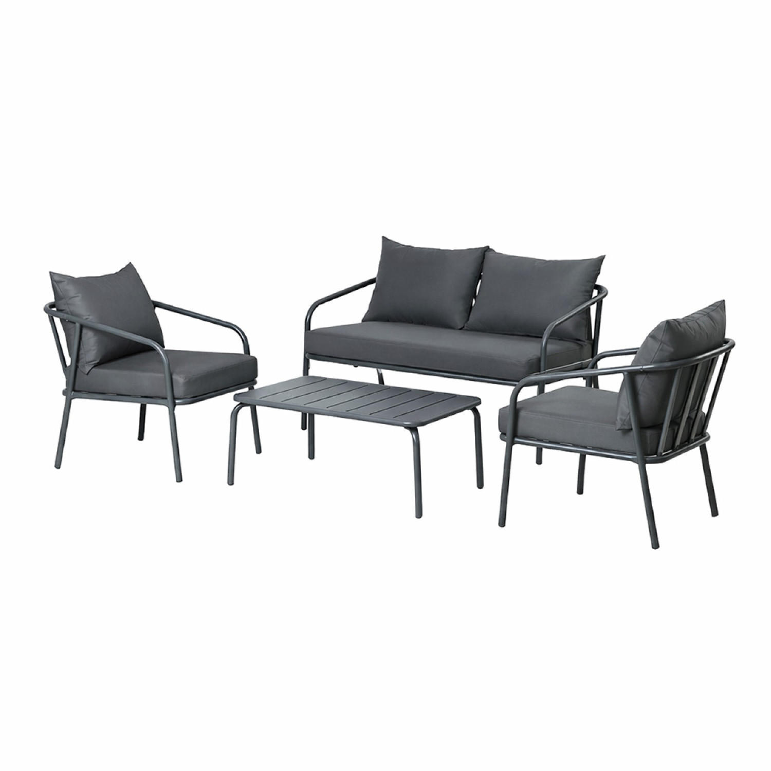 GARTENMÖBEL Bergame Grau 4 Personen - Grau, Metall - Concept Usine