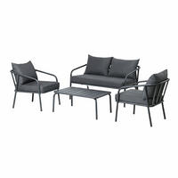 GARTENMÖBEL Bergame Grau 4 Personen - Grau, Metall - Concept Usine