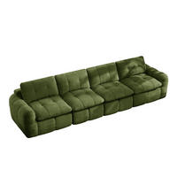 4-SITZER-SOFA DE-34464 Chenille-Bezug Grün - Grün, Textil (97/68/334cm) - ComfortXL