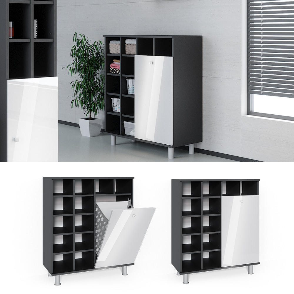 BADSCHRANK Fynn Weiß Hochglanz 78.4 x 91.6 cm - Weiß Hochglanz, Holzwerkstoff (78.4/91.6/34cm) - Vicco