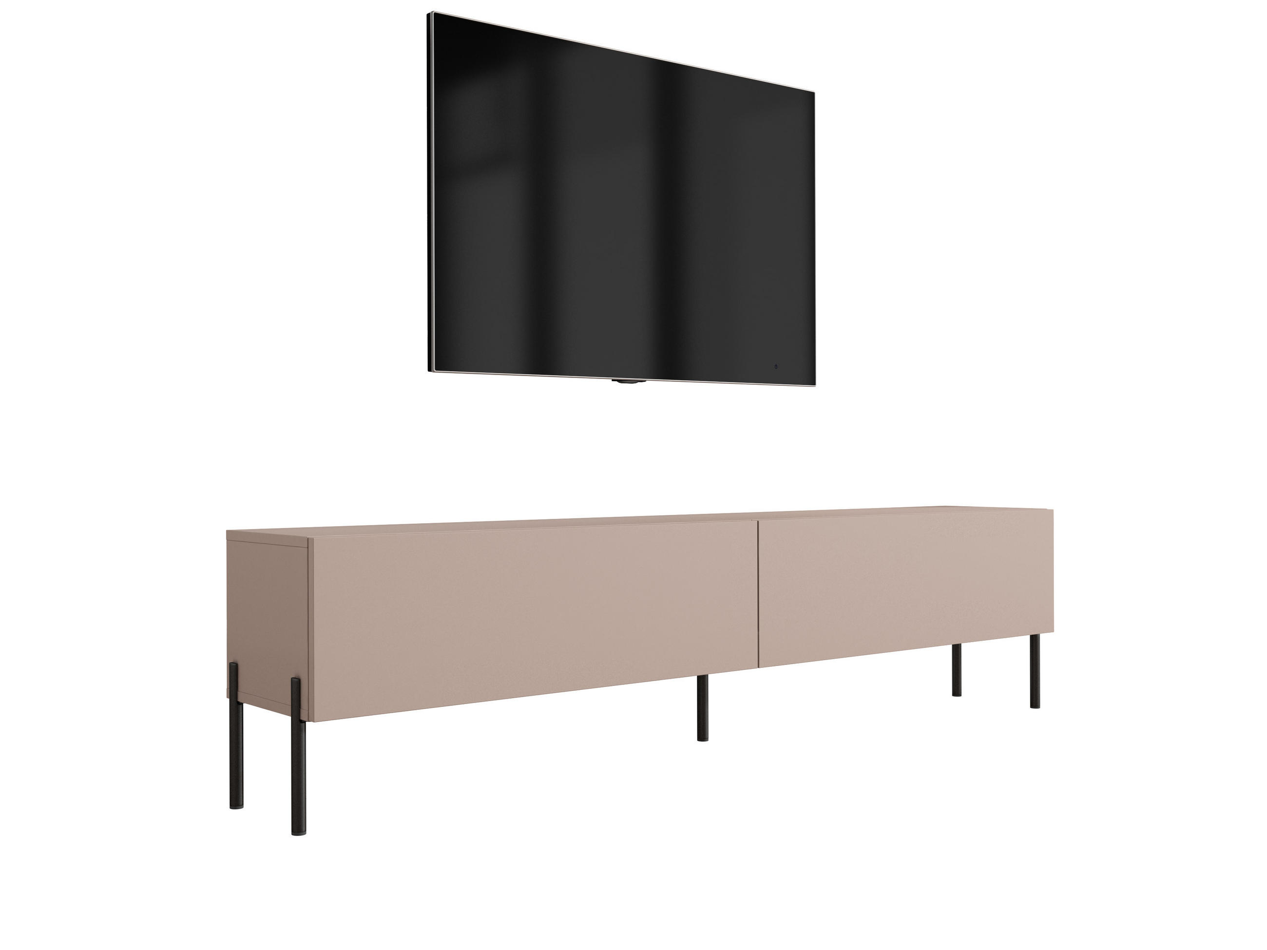TV-SCHRANK : Karamellbraun, 170 x 52 x 32 cm, schwarze Beine - Schwarz/Braun, Holzwerkstoff/Metall (170/52/32cm) - 3XE LIVING