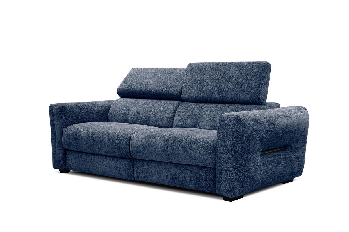 SOFA CALVERA 3-Sitzer mit 1 Relaxfunktion, dunkelblau - Dunkelblau, Holzwerkstoff/Textil (204/79/106cm) - Courtois Laville