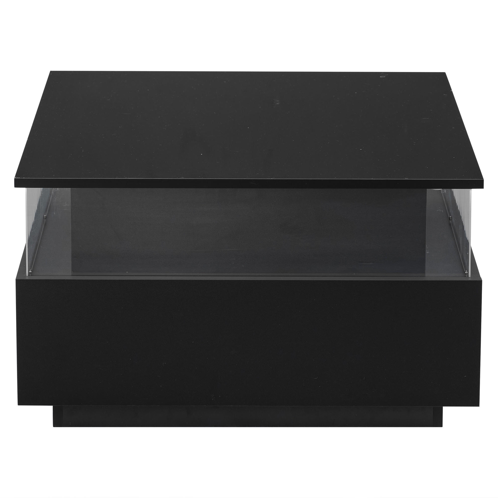 COUCHTISCH Schwarz 70/70/41 cm mit LED-Beleuchtung - Schwarz, Holzwerkstoff (70/70/41cm) - PANGIVO