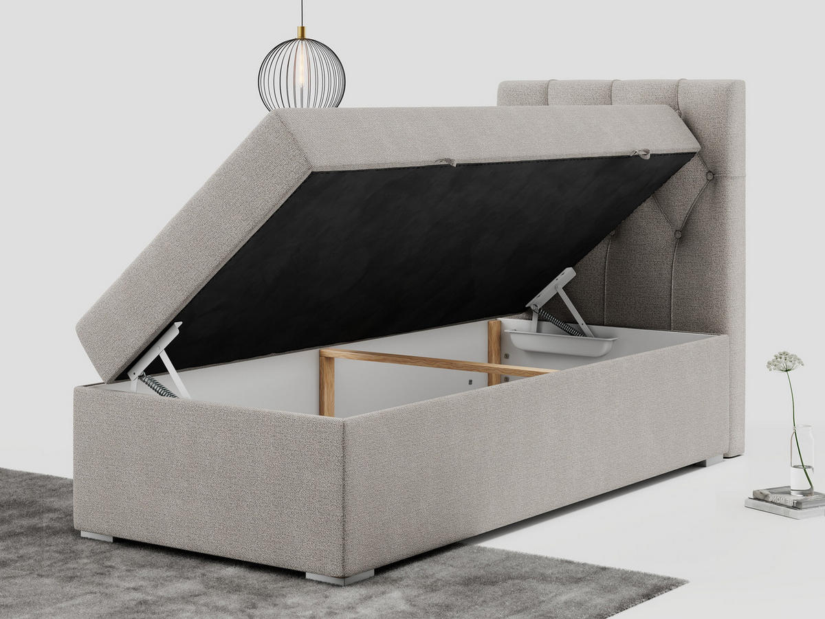 BOXBETT ALDA 90/200 Beige Struktur - H4 - Rechts Seite - Beige, Holz/Textil (90/200cm) - MKS