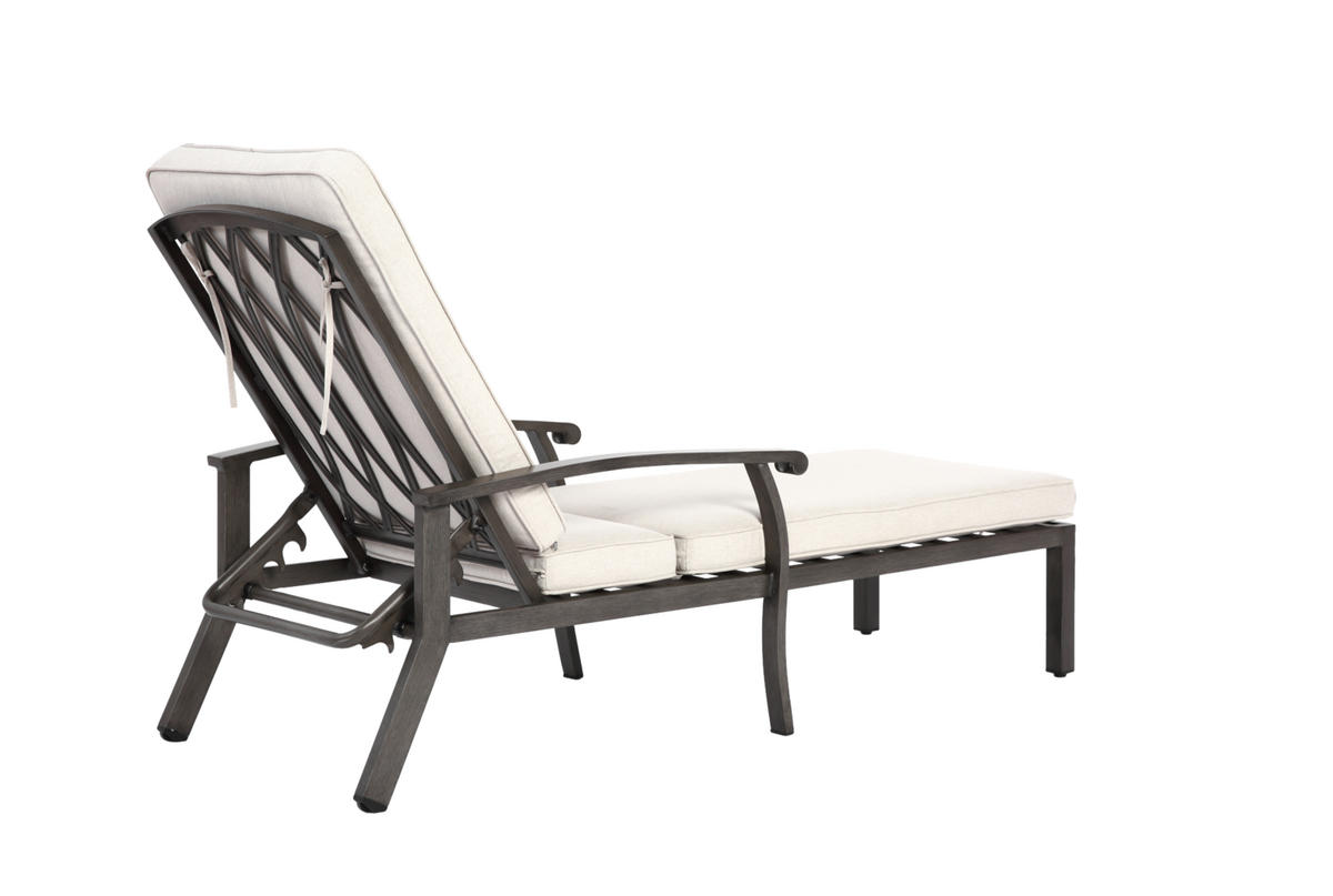 GARTENLIEGE aus Aluminium 204x58x100/30 cm Beige mit 5-fach verstellbarer Rückenlehne und Baumwollkissen - Beige, Metall (58/100/204cm) - Modfu