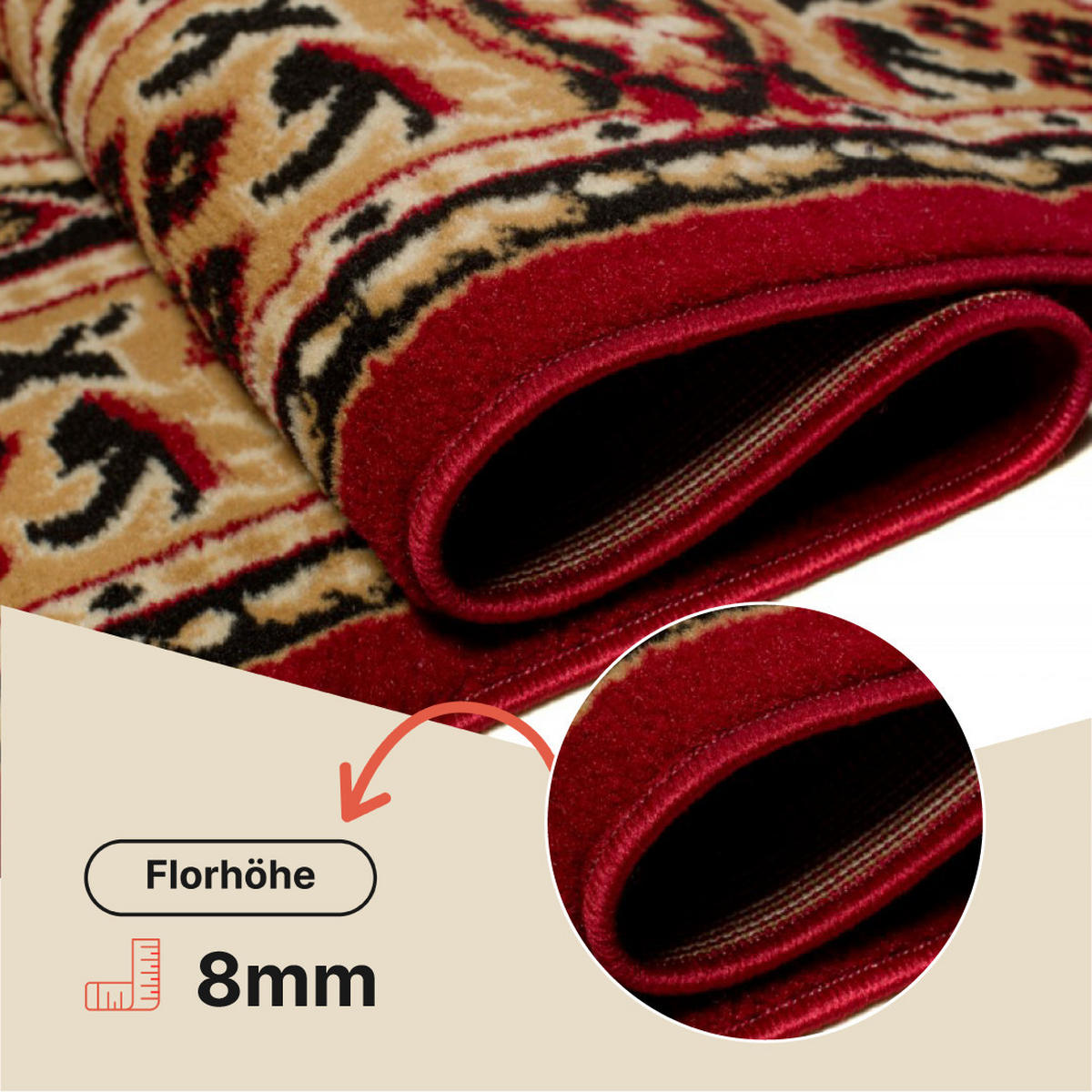 TEPPICH ATLAS Beige Rot 200/200 cm - Rot, Textil (200/200cm) - Tapiso