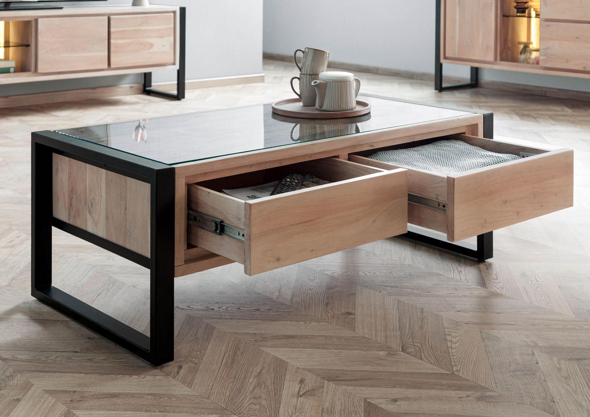 COUCHTISCH Akazie / Altholz 120x60x45 natur lackiert DENVER #120 - Naturfarben, Holz (120/60/45cm) - Massivmoebel24