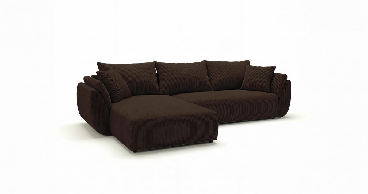 ROHOVÁ pohovka SYDNEY levá hnědá manšestr Poso 6 - funkce spaní, úložný prostor - hnědá, textil (280/174cm) - Cornero