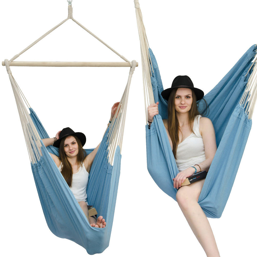 XXL-HÄNGESESSEL 185/130 cm Belastbar bis 150 kg Türkis - Blau, Textil (130/155/185cm) - Amanka