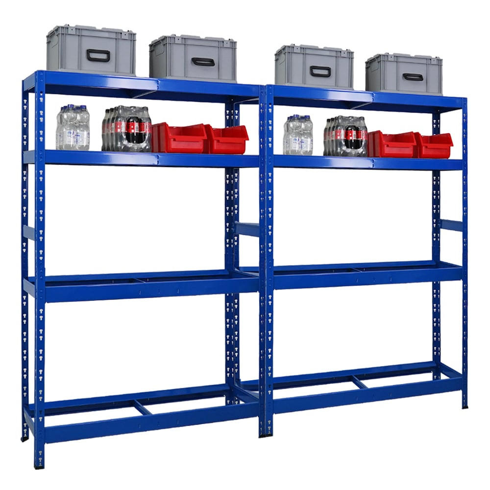 REIFENREGAL Tiger 2er-Set 180x120x40 cm bis zu 12 Reifen auf 2 Ebenen mit 2 Fachboden Blau - Blau, Metall (240/180/40cm) - PROREGAL