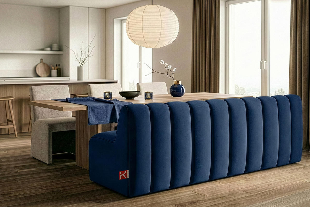 ESSZIMMERBANK CORDA, Dunkelblau - Dunkelblau, Holz/Holzwerkstoff (203/78/71cm) - KONSIMO®