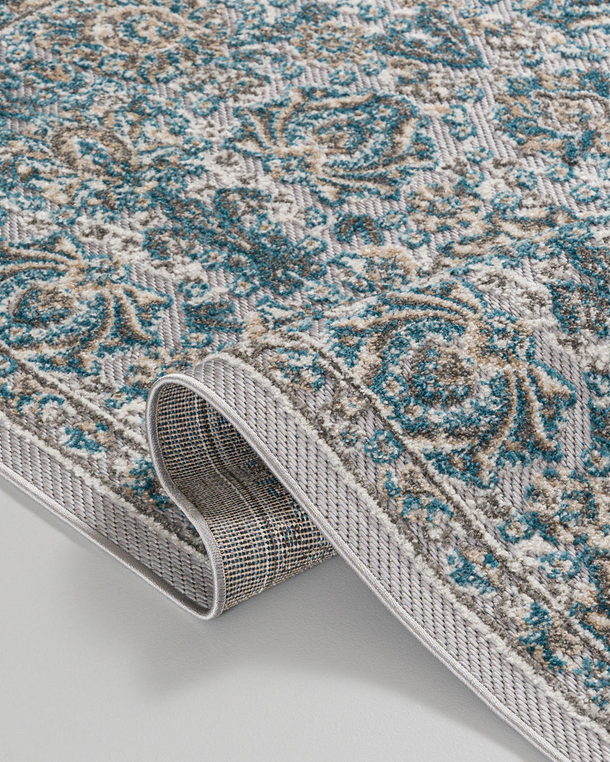 KOBEREC modrý béžový krémový - 250 x 350 cm - modrá/krémová, textil (250/350cm) - Mazovia
