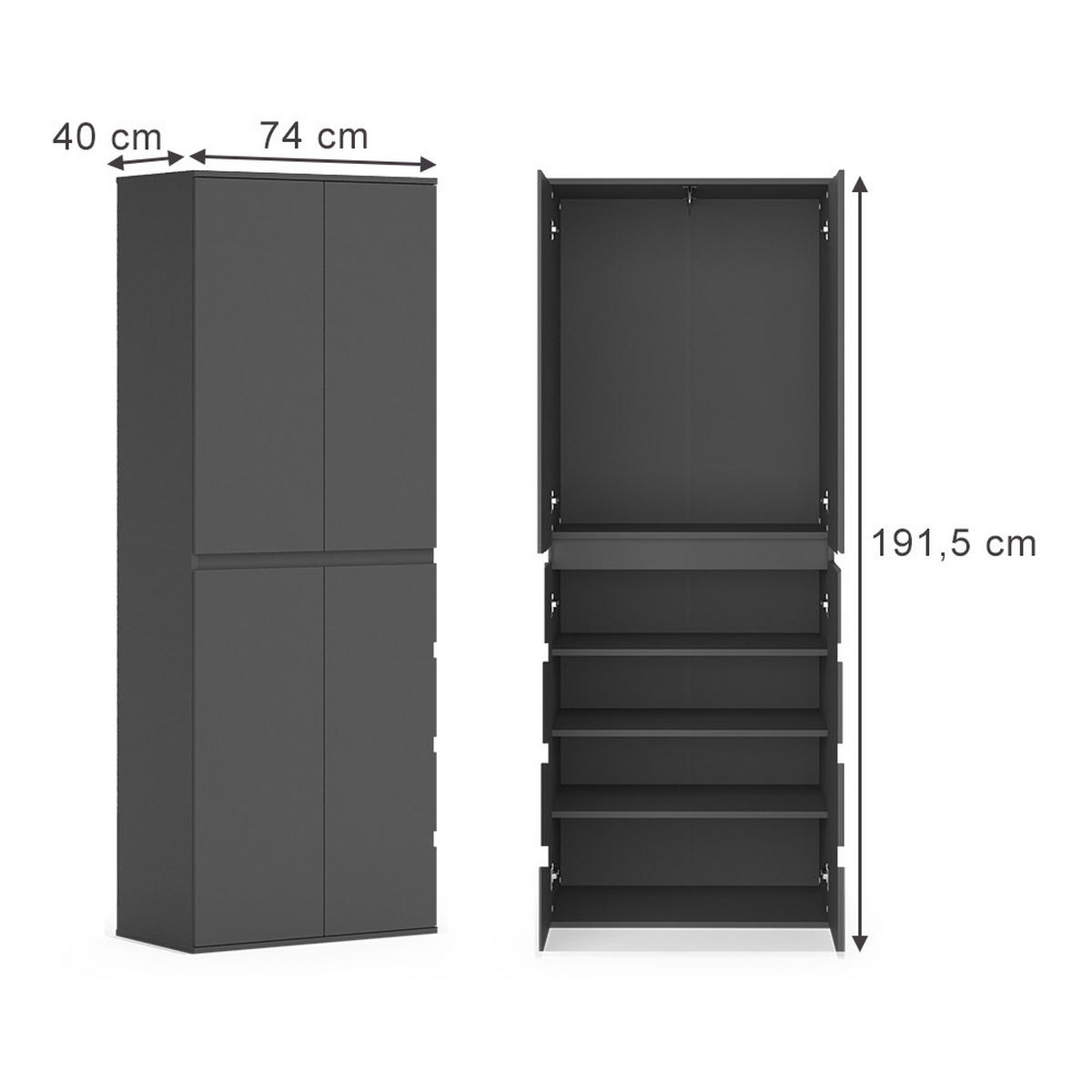 ŠATNÍ SKŘÍŇ Claus Antracit - antracitová, kompozitní dřevo (74/191.5/40cm) - Vicco