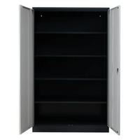 STAHLSCHRANK Bee mit 7 lackierten Fachböden 195x92x60 cm Korpusfarbe Schwarz Frontfarbe Lichtgrau - Hellgrau, Metall (92/195/60cm)