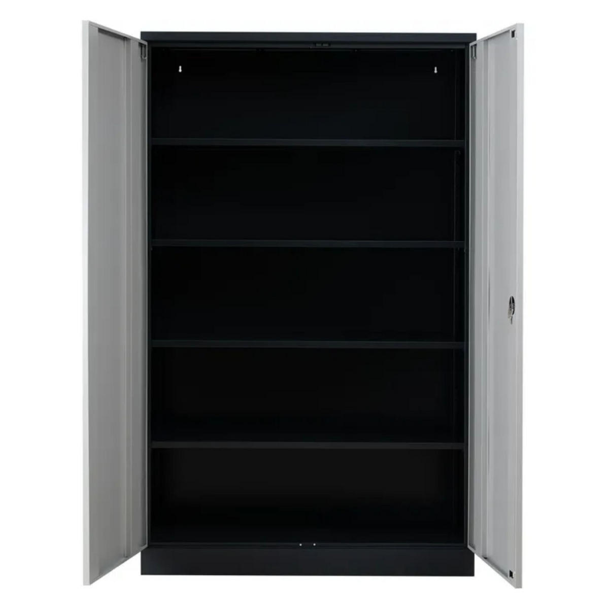 STAHLSCHRANK Bee mit 7 lackierten Fachböden 195x92x60 cm Korpusfarbe Schwarz Frontfarbe Lichtgrau - Hellgrau, Metall (92/195/60cm)