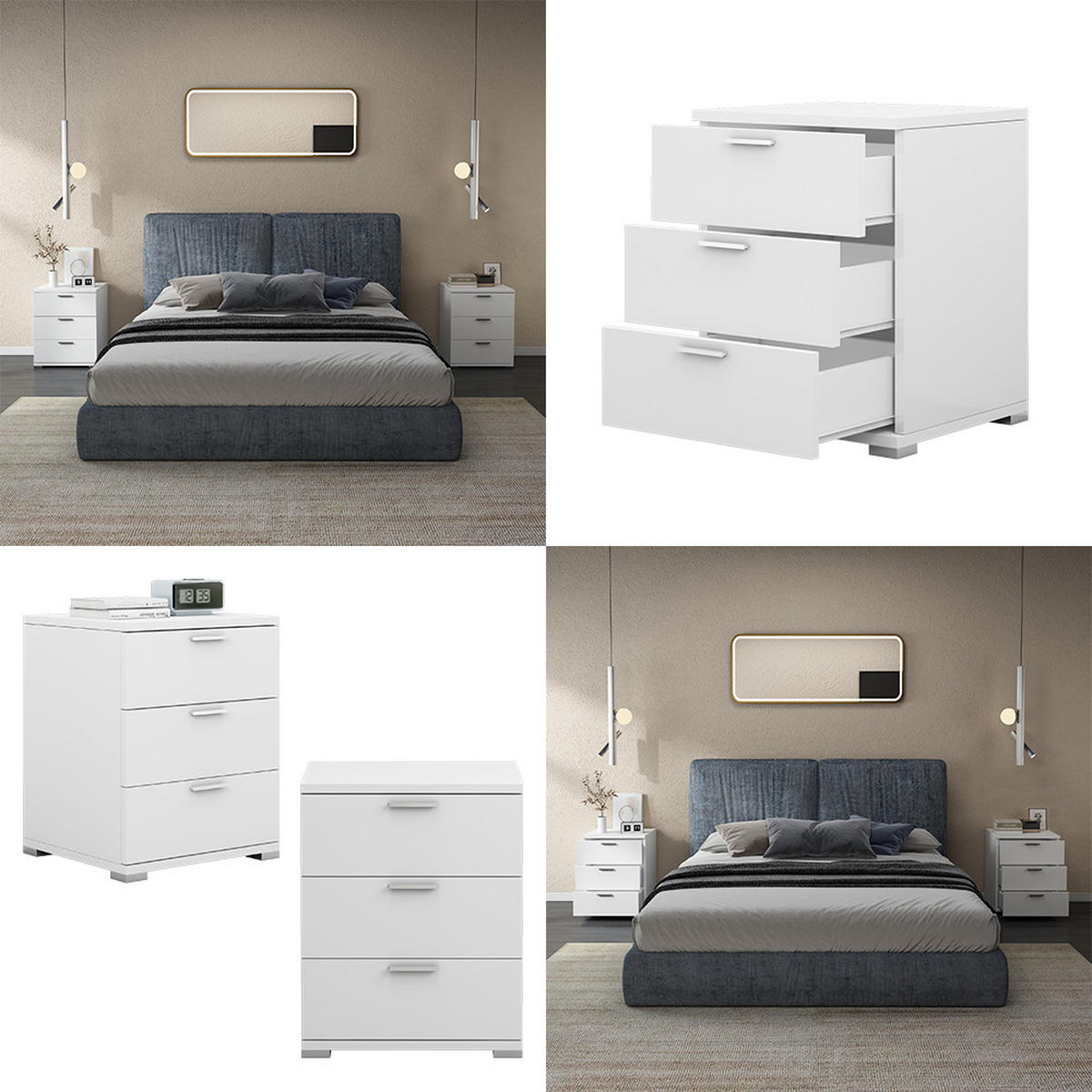 NACHTTISCH Marseille Weiß 46.2 x 60 cm - Weiß, Holzwerkstoff (46.2/60/42cm) - Vicco