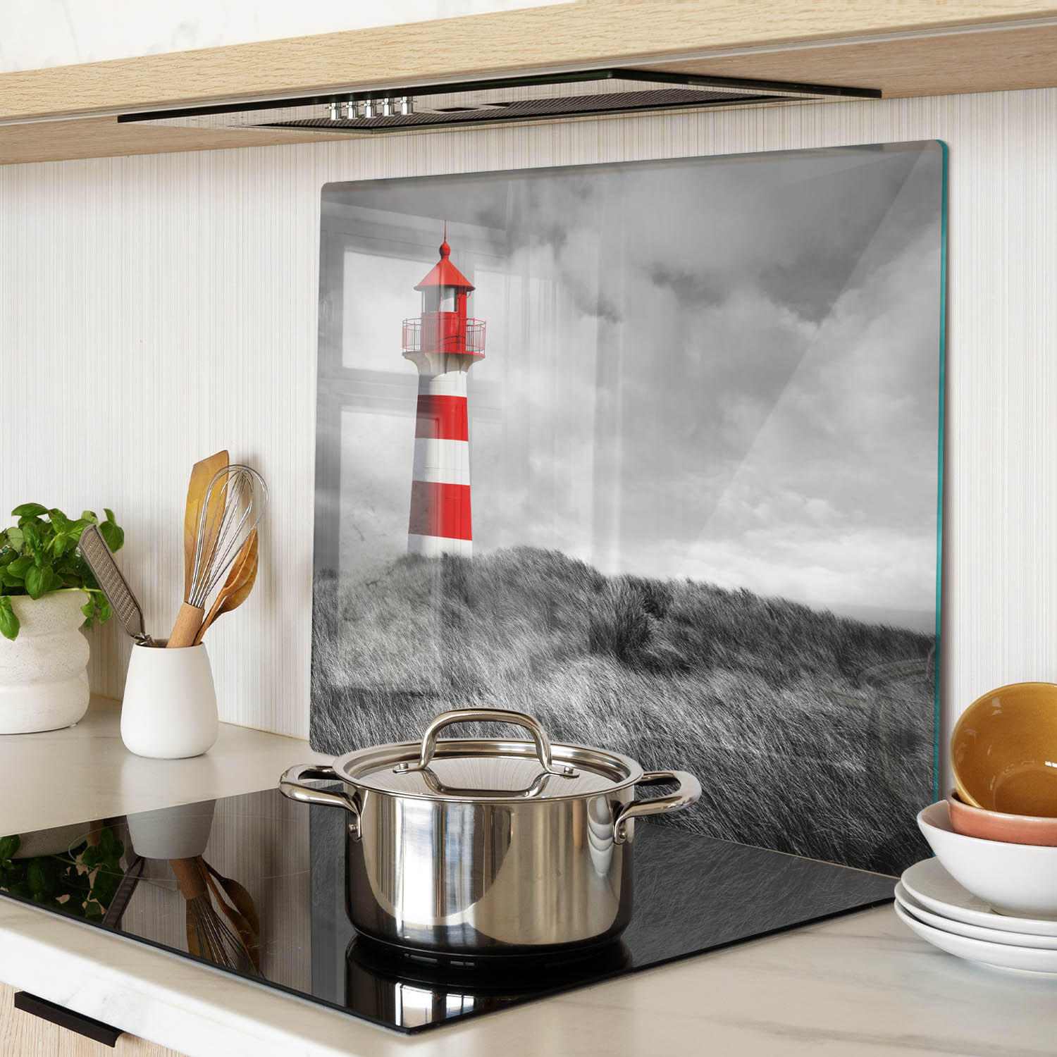 GLASPLATTE 60x52 cm Leuchtturm - Rot, Glas (60/0.4/52cm) - TULUP