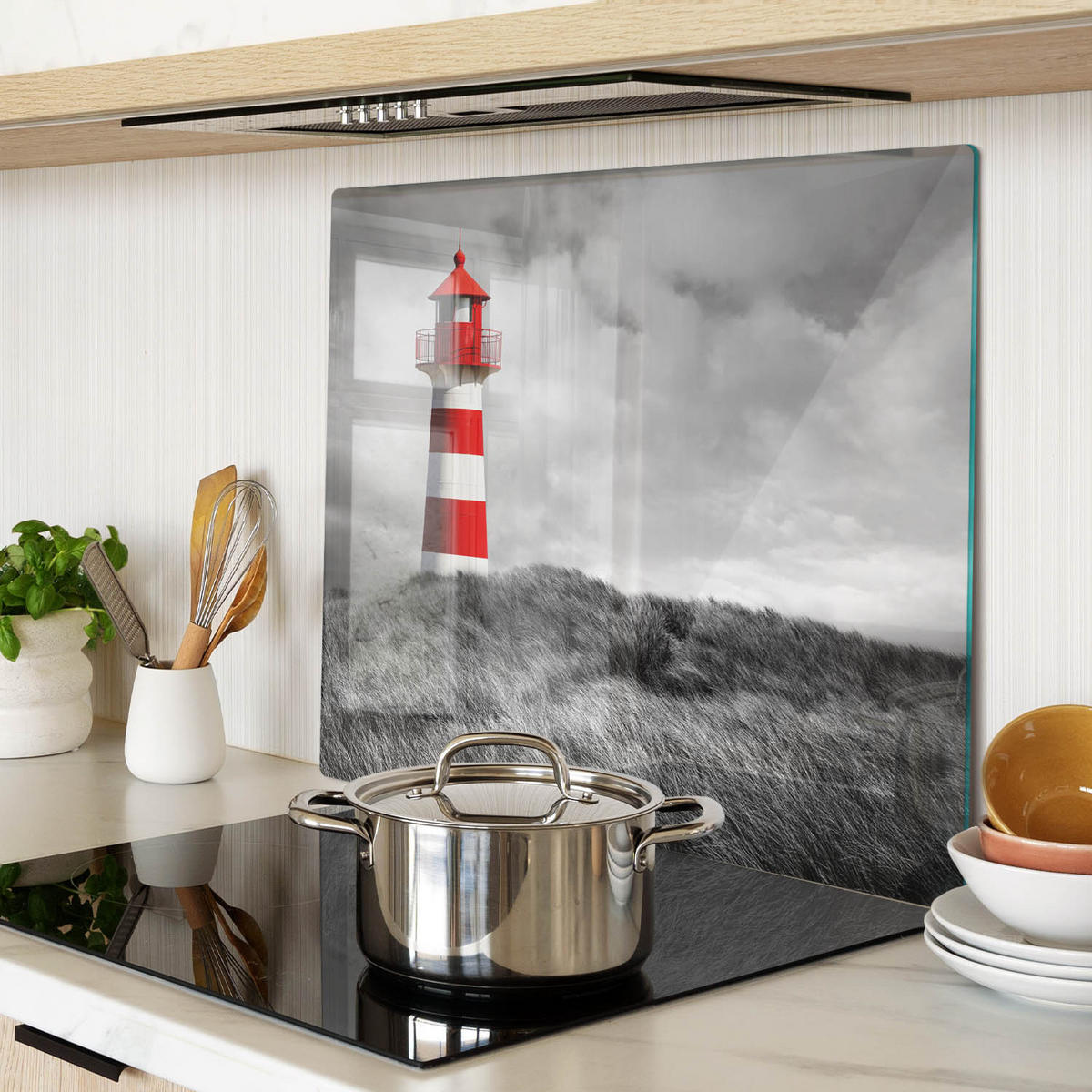 GLASPLATTE 60x52 cm Leuchtturm - Rot, Glas (60/0.4/52cm) - TULUP