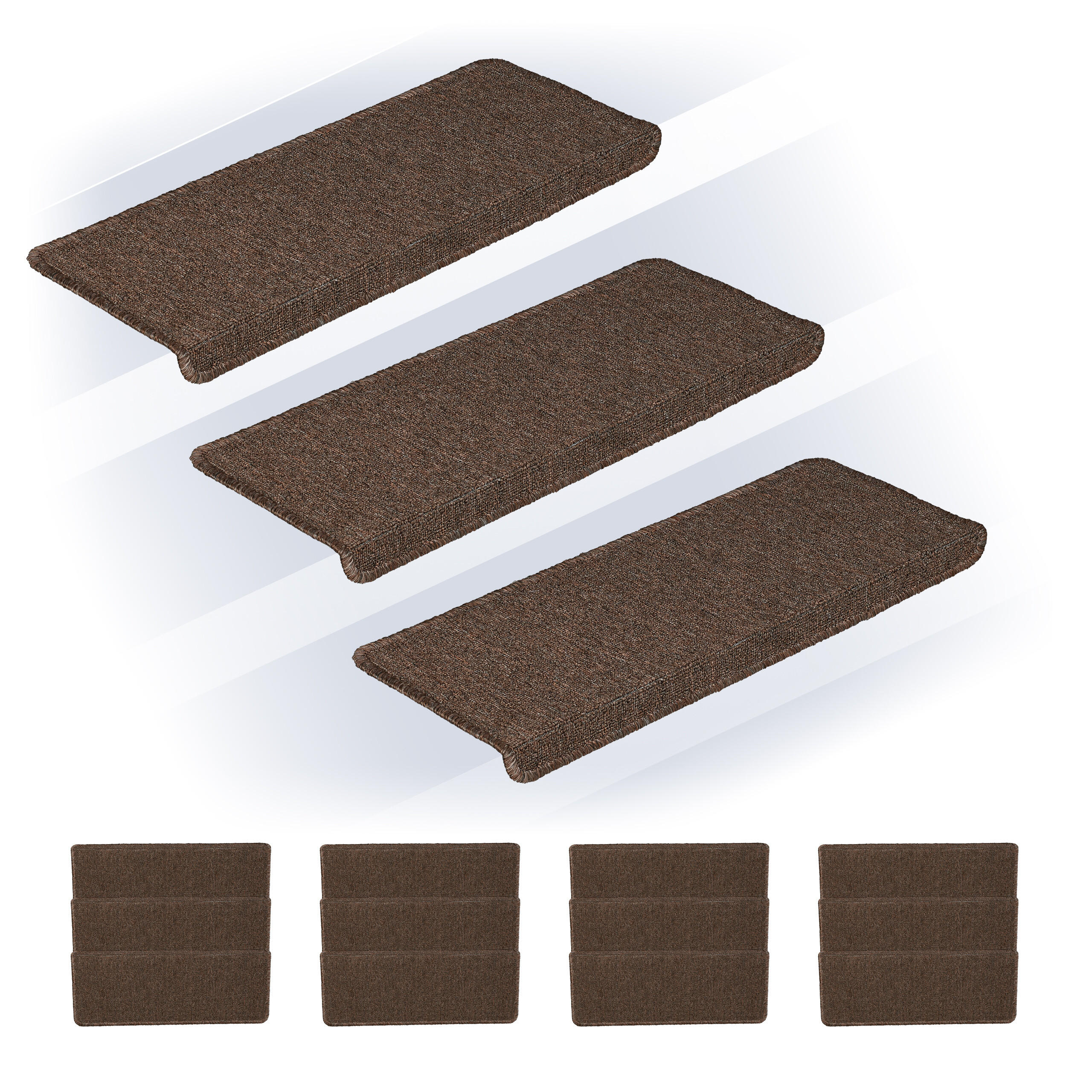 TRAPPMATTA M&ouml;rkbrun 15-pack sj&auml;lvh&auml;ftande 65x24 cm 4/65/24 cm