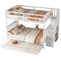 ETAGENBETT aus Kiefer und MDF 140x200 cm Weiß mit Rollbett, Treppenregal und hohen Geländern - Weiß, Holzwerkstoff (140/200cm) - IVMEU