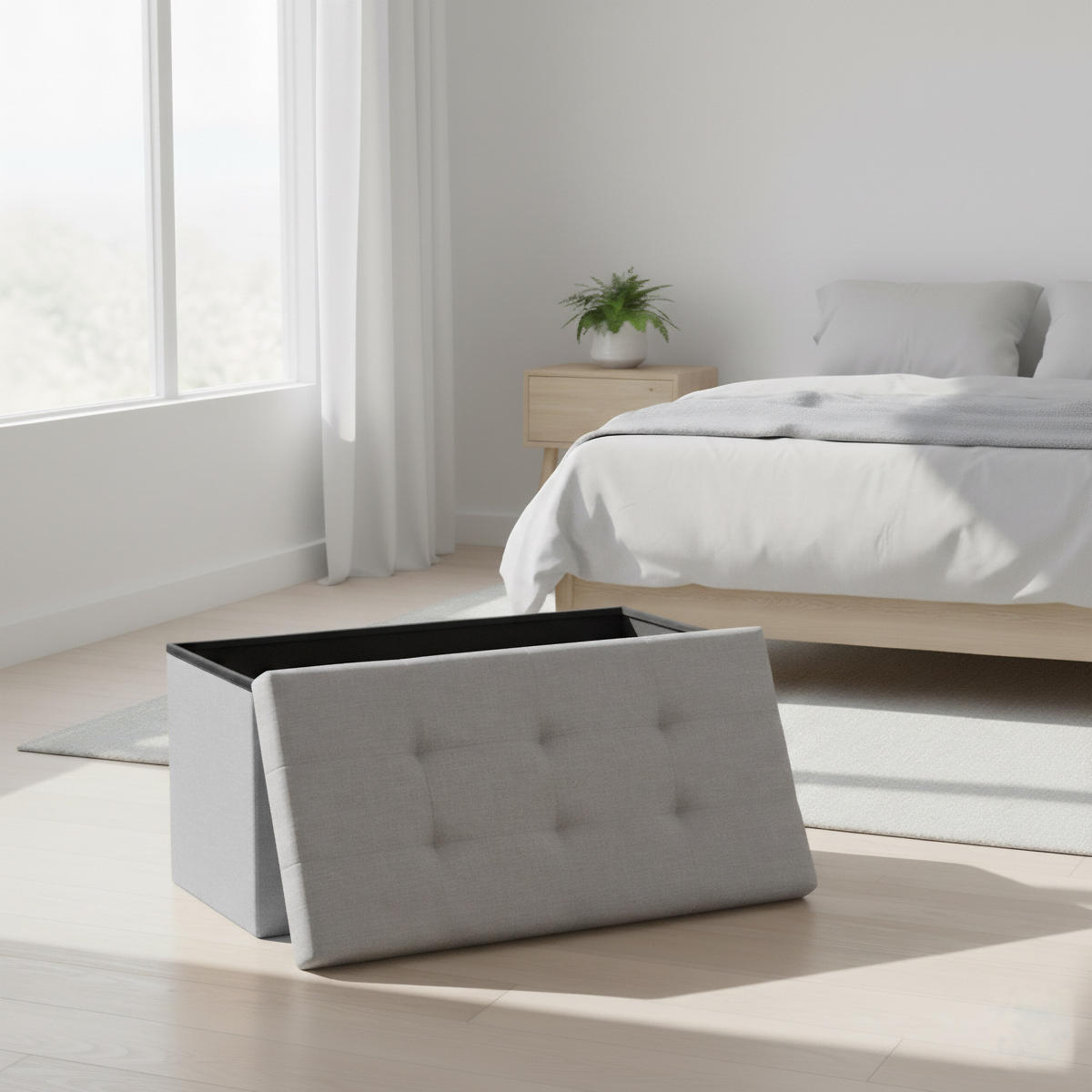 SITZBANK - Grau, Holzwerkstoff/Textil (76/38/38cm) - Relaxdays