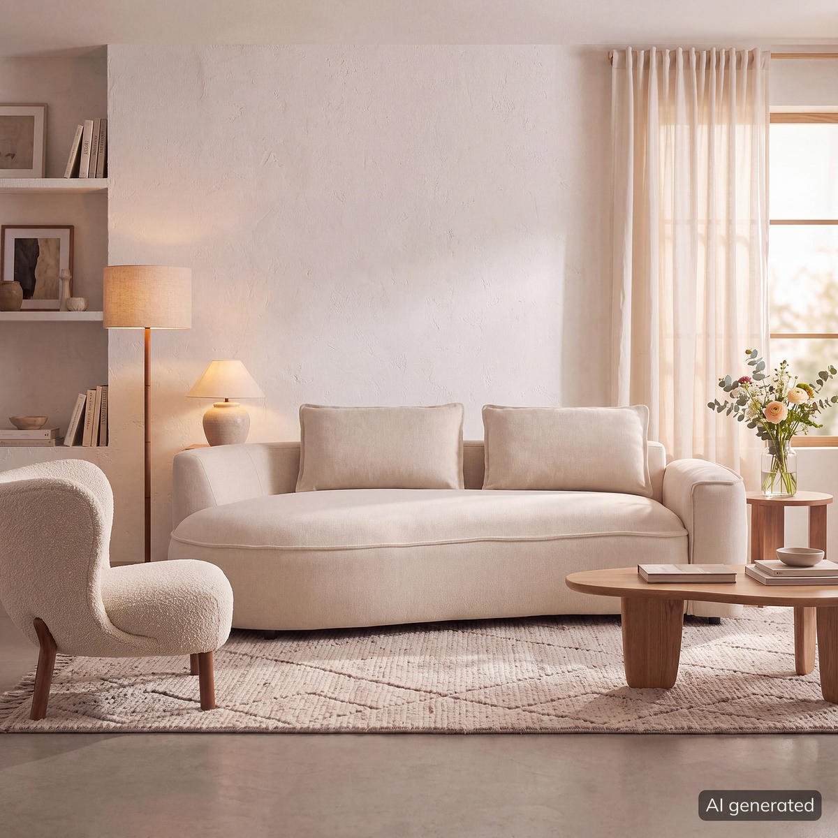2,5-SITZER SOFA - Beige/Schwarz, Kunststoff/Textil (217/82/146cm) - home24