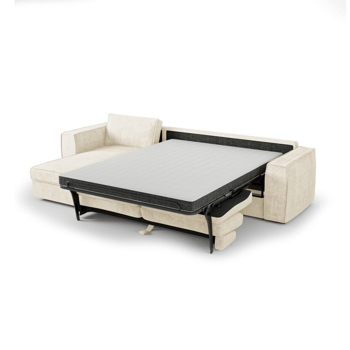 LINKSECK-SCHLAFSOFA MIKA Köpergewebe mit weichem Griff Creme 292cm - Creme, Textil (292/100cm) - Premium Interiors