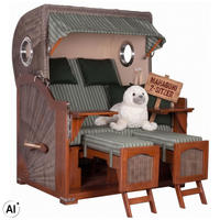 STRANDKORB 2-Sitzer Düne Mahagoni 504 - Braun/Grün, Holz (125/170/80cm) - Mr. Deko