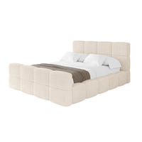 POLSTERBETT mit Bettkasten und Lattenrost, Bett mit Kopfteil, Boxbett ohne Matratze, Doppelbett mit Stauraum - NATA-Z 120x200 Beige - Schieferfarben, Holzwerkstoff/Textil (120/200cm) - ALTDECOR