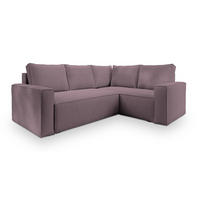 ECKSOFA ESTANO R-S Lila Kordstoff mit Schlaffunktion - Lila, Holz (230/158cm) - MASSENO