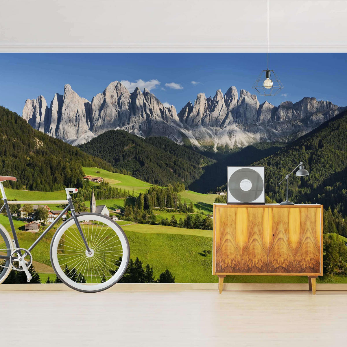 FOTOTAPETE Geislerspitzen in Südtirol 336/225 cm - Grün, Papier (336/225cm) - Bilderwelten