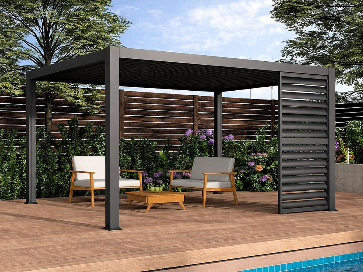 ZUBEHÖR für Terrassenüberdachung, Pergola und Pavillon - 93cm x 4.5cm - Aluminium - anthrazitgrau - COSMA - Anthrazit, Metall (93/234/4.5cm) - Vente-Unique