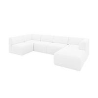 WOHNLANDSCHAFT Ottomane Rechts MOVO-L 345x180x78 cm Weiß Bouclé - Weiß, Holzwerkstoff/Kunststoff (180/78/345cm) - ALTDECOR