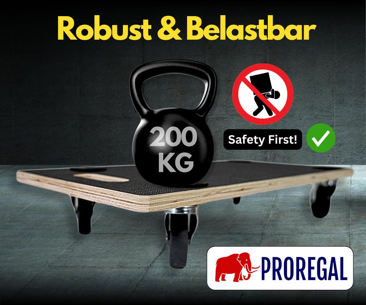 TRANSPORTROLLER 2er-Set mit 4 Rollen 11,5x30x60cm Traglast 200kg Siebdruck Holzplatte Schwarz - Schwarz, Holzwerkstoff (60/30/11.5cm) - PROREGAL