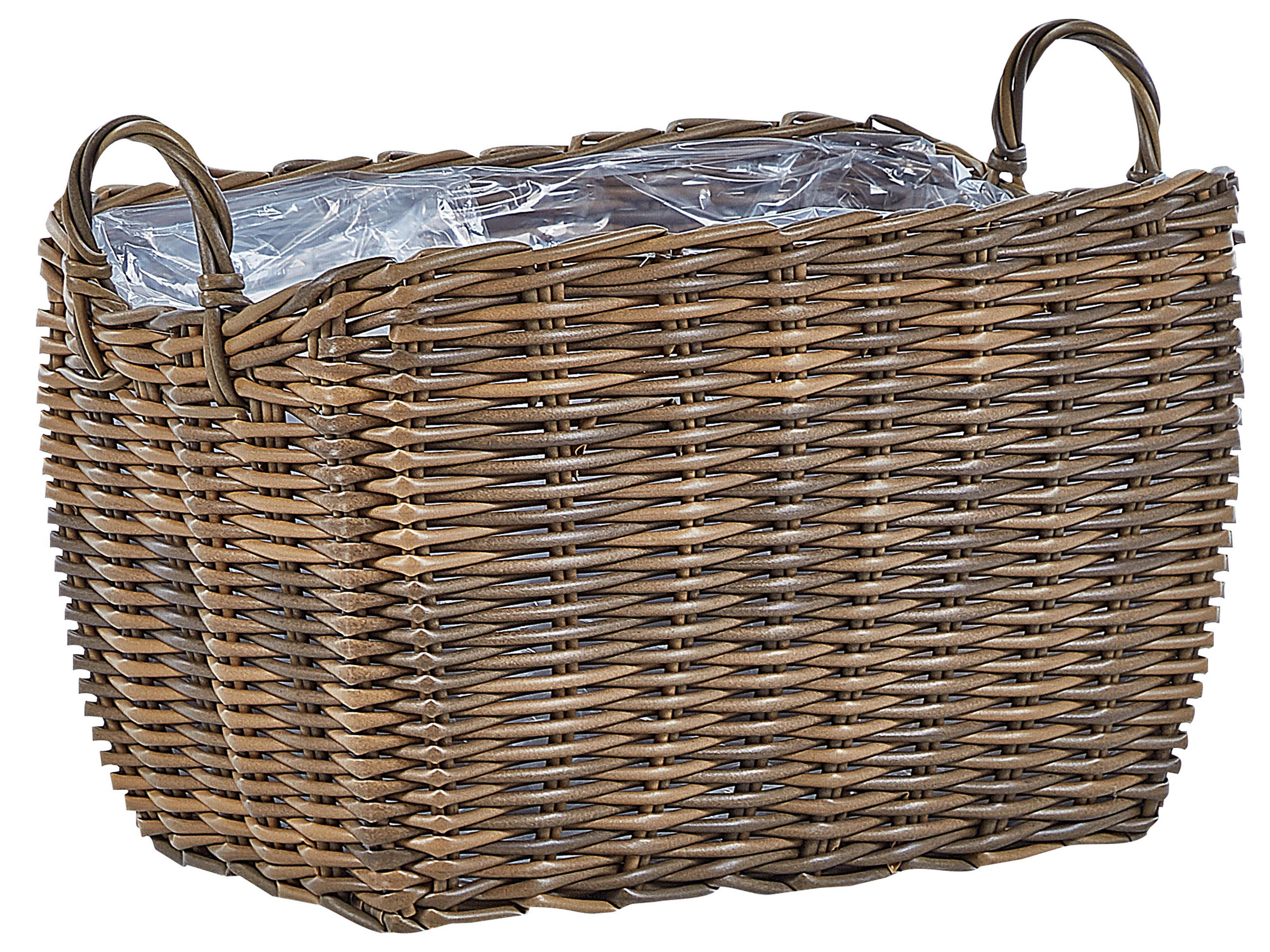 BLUMENKORB 2er-Set Rattan braun 59-50/53-44 cm Ormos - Braun, Kunststoff (44cm) - Beliani