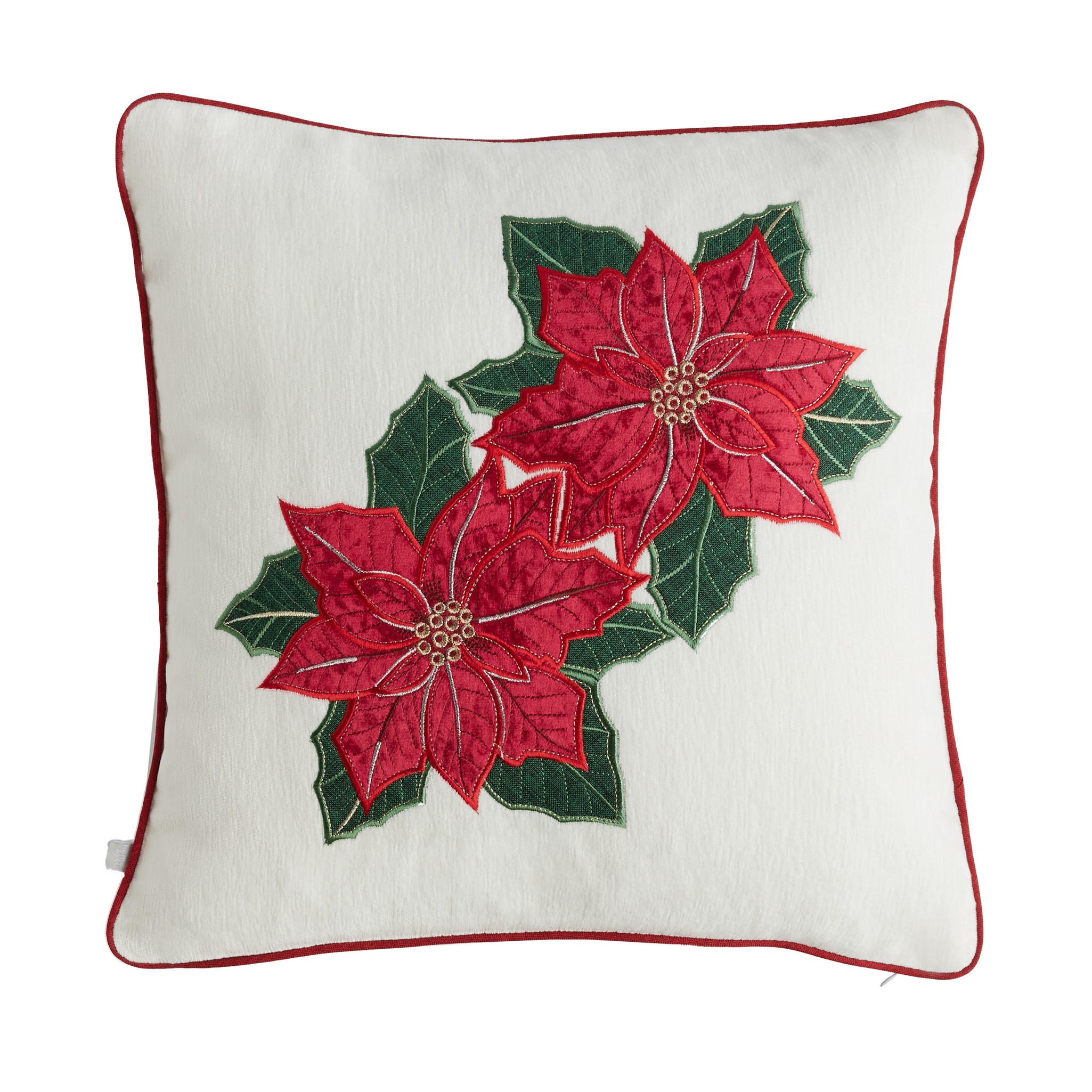 KISSENBEZUG Poinsettia, 45x45cm, Rot, Weihnachten Kissenhülle, Weihnachtsdeko, Christmas, Weihnachtsmotiv Sofakissen Dekokissenbezuge - Rot, Kunststoff (45/45cm) - home&you