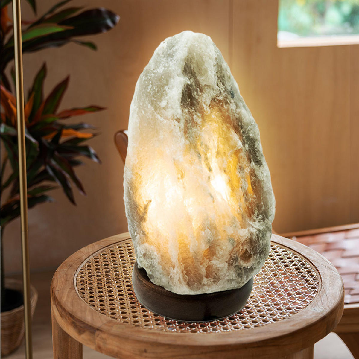 TISCHLEUCHTE Stein Holz Grau - Grau, Holz (11.4/11.4/20.3cm) - Globo Lighting