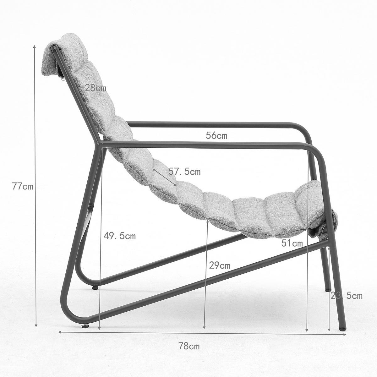 BALKONSET - 3-teilig - Stahl / Bouclé - Anthrazit, Textil/Metall - home24