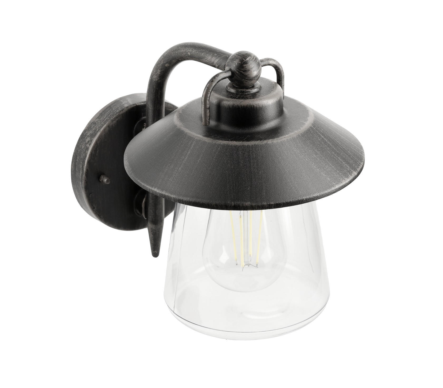 AUSSENWANDLEUCHTEE Schwarz & Bronze mit Glasschirm E27 - Schwarz, Metall (22.5/20/22.5cm) - CGC Europe