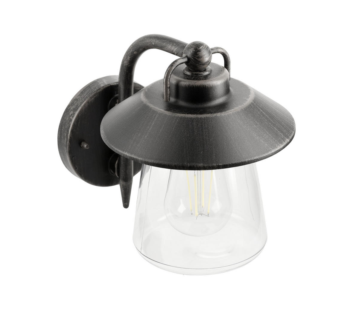 AUSSENWANDLEUCHTEE Schwarz & Bronze mit Glasschirm E27 - Schwarz, Metall (22.5/20/22.5cm) - CGC Europe