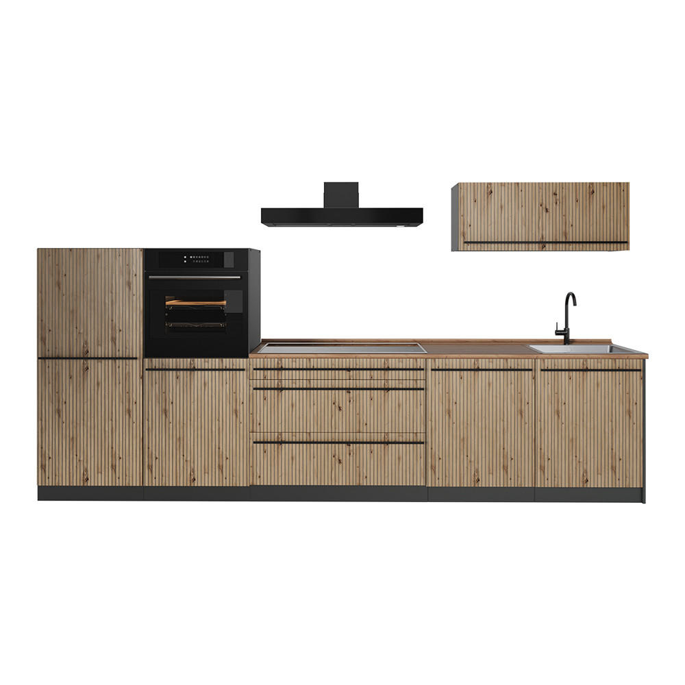 Vicco Küchenzeile Eiche Artisan, Anthrazit 340x143x60 cm