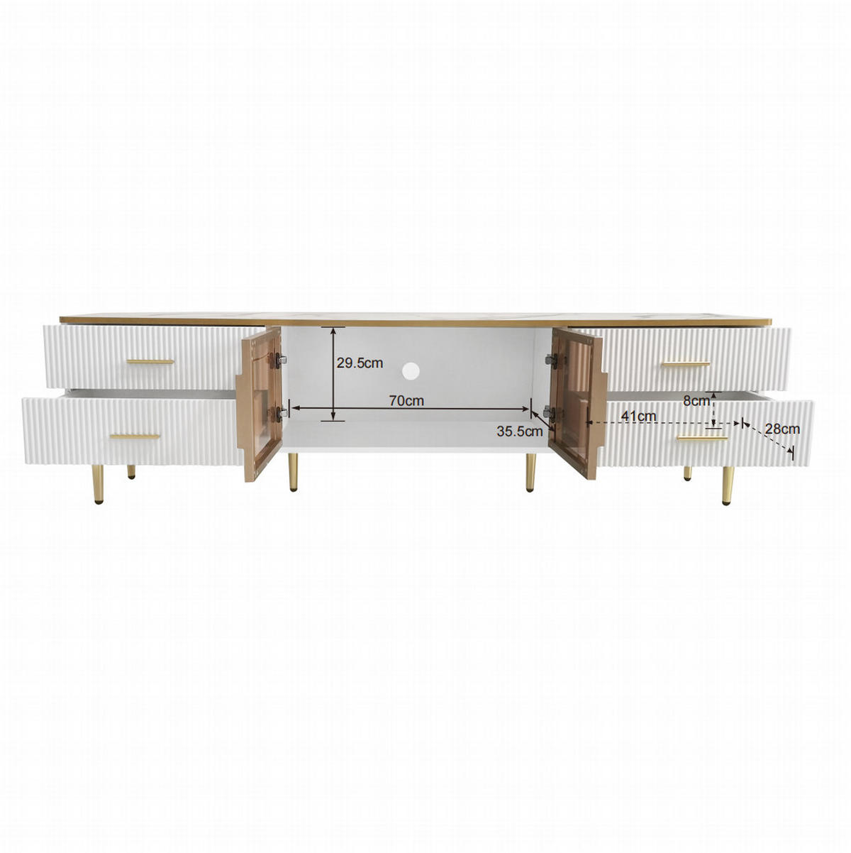 TV-ELEMENT mit 4 Schubladen und LED 170 x 37 x 47,5 cm Weiß - Weiß, Holzwerkstoff (37/47.5/170cm) - Beauniv