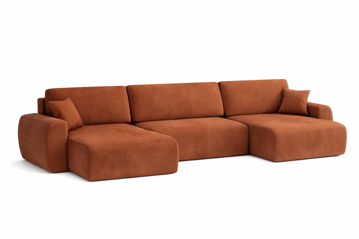 ECKSOFA Mit Schlaffunktion Und Bettkasten U-Form Ariel U, Veloursstoff Salvador, Dunkelbraun - Dunkelbraun, Holz (342/142cm) - Kaiser Möbel