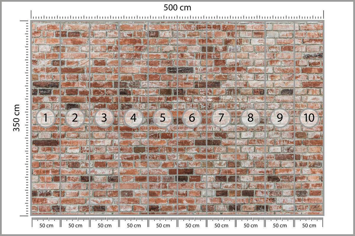 FOTOTAPETE für Büro Ziegelmauer Wand Abstraktion 500x350 - Braun, Papier (500/350cm) - Muralo