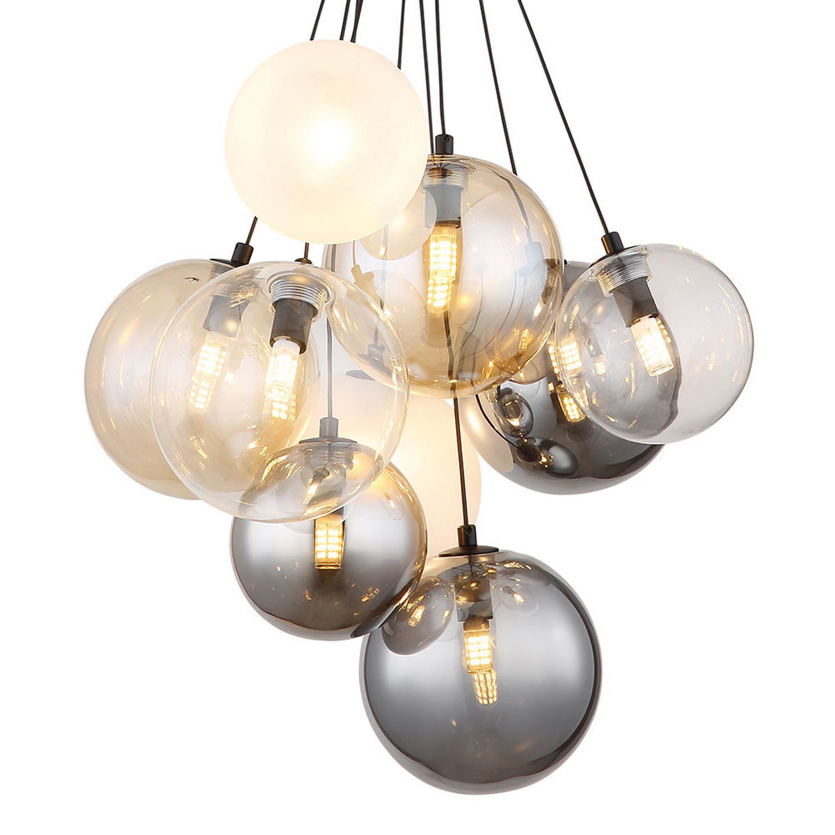 HÄNGELEUCHTE BALLGI - Schwarz, Glas (45/45/90cm) - Globo Lighting
