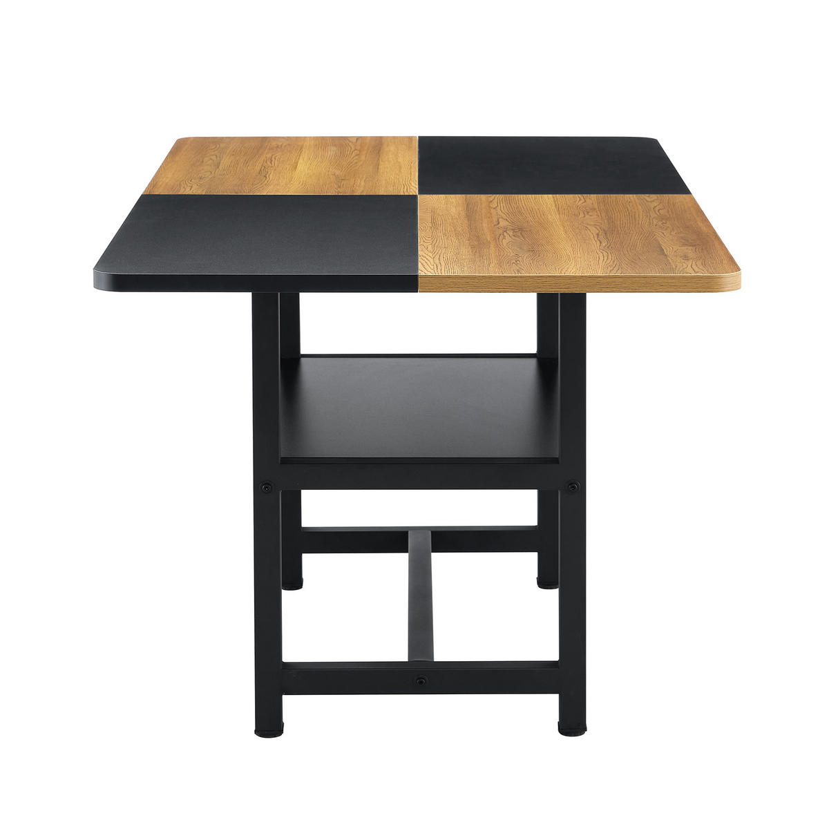 ESSTISCH 160/90/76 cm Braun Schwarz mit Ablage aus MDF und Metall - Schwarz, Holzwerkstoff (160/90/76cm) - OKWISH