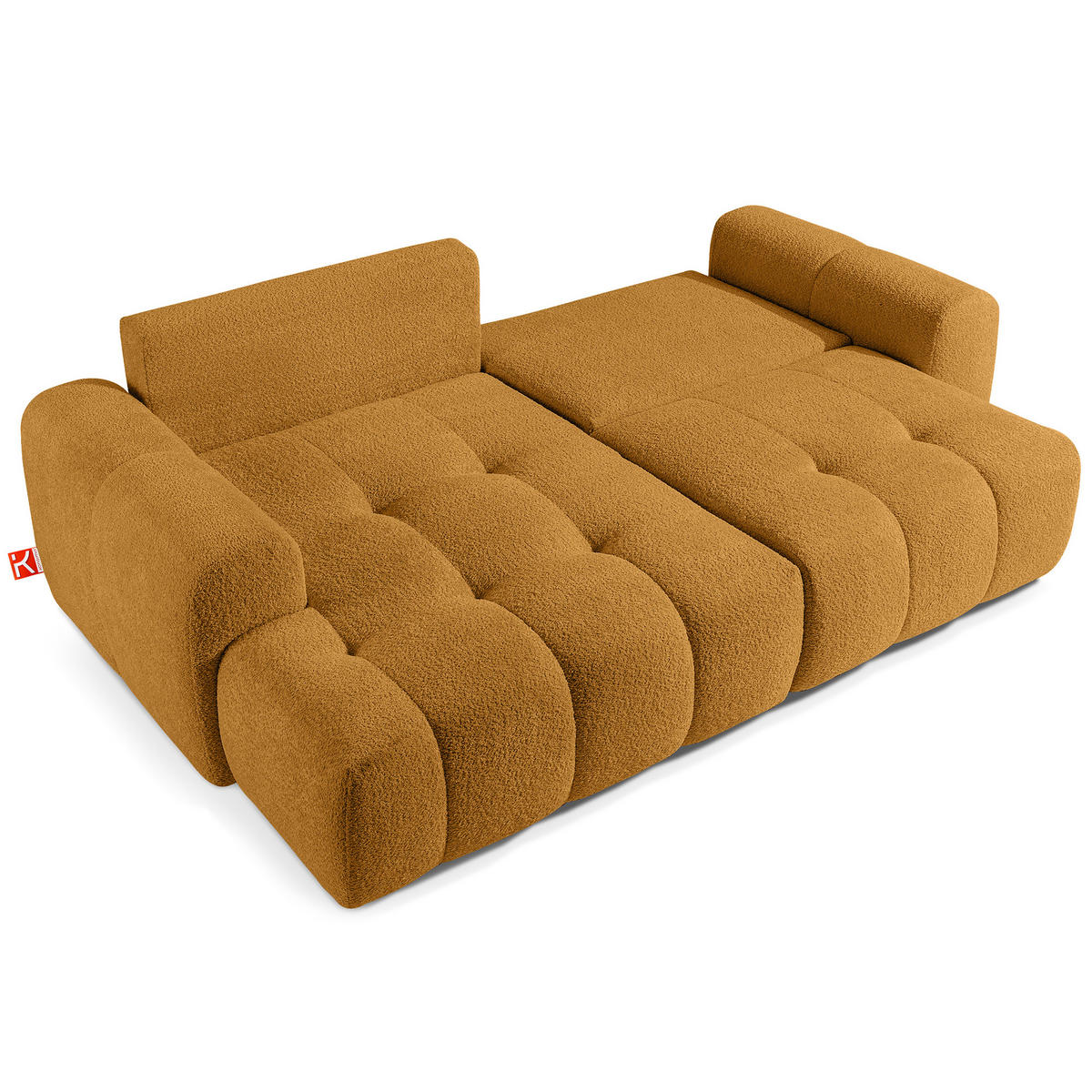 ECKSOFA LINKS RAVIA, Bouclé, Honigfarbe - Honig, Holz/Textil (256/104cm) - KONSIMO®