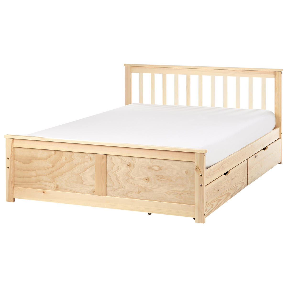 BETT mit Schubladen 140x200 cm Heller Holzfarbton Olendon - Hellbraun, Holz (140/200cm) - Beliani