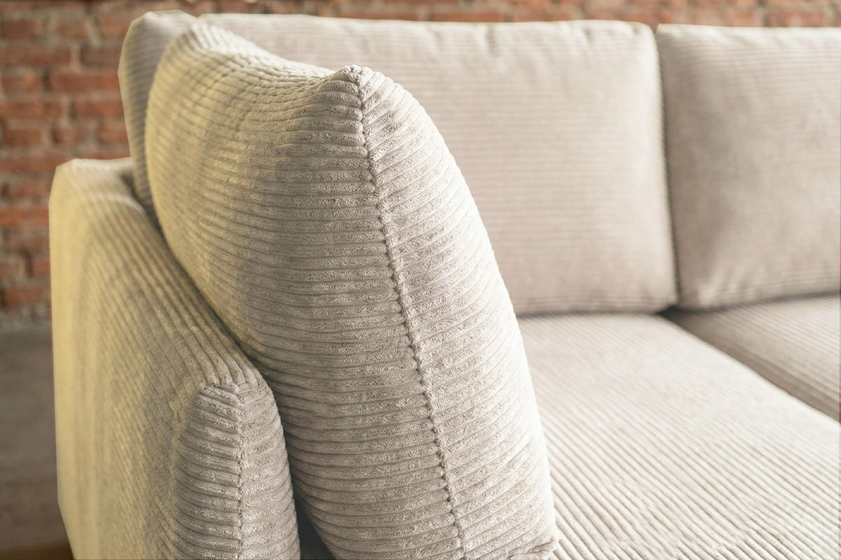 SCHLAFSOFA SADIRA Cremeweiß Cord - Creme/Schwarz, Kunststoff/Textil (288/209cm) - KAWOLA